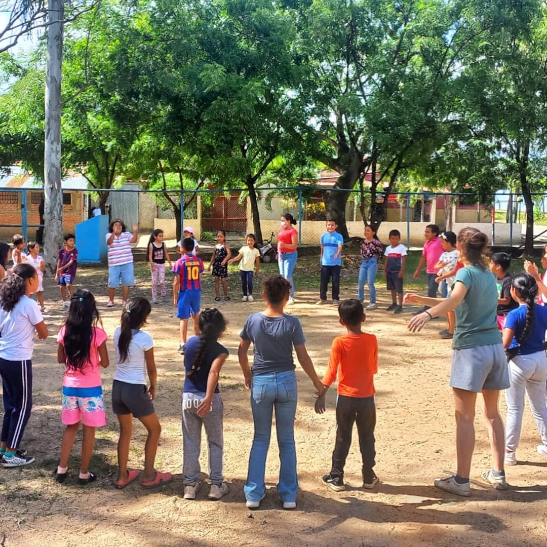 Kids playing outside in the playground